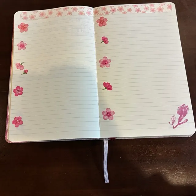 Cherry blossom stickers on a notebook